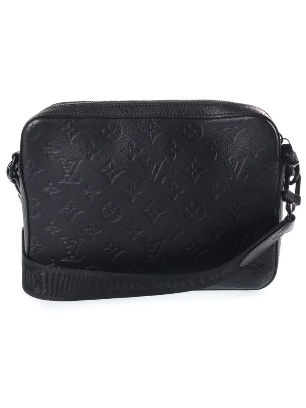 Louis Vuitton Monogram Shadow Trio Messenger Shoulder Bag Leather Black